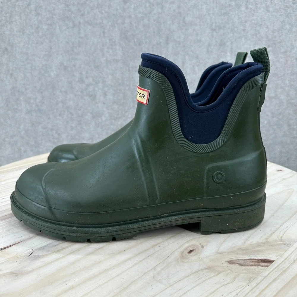 Hunter x Target Men Size 12 Green Rubber Ankle Rain Boots Gorpcore Utility